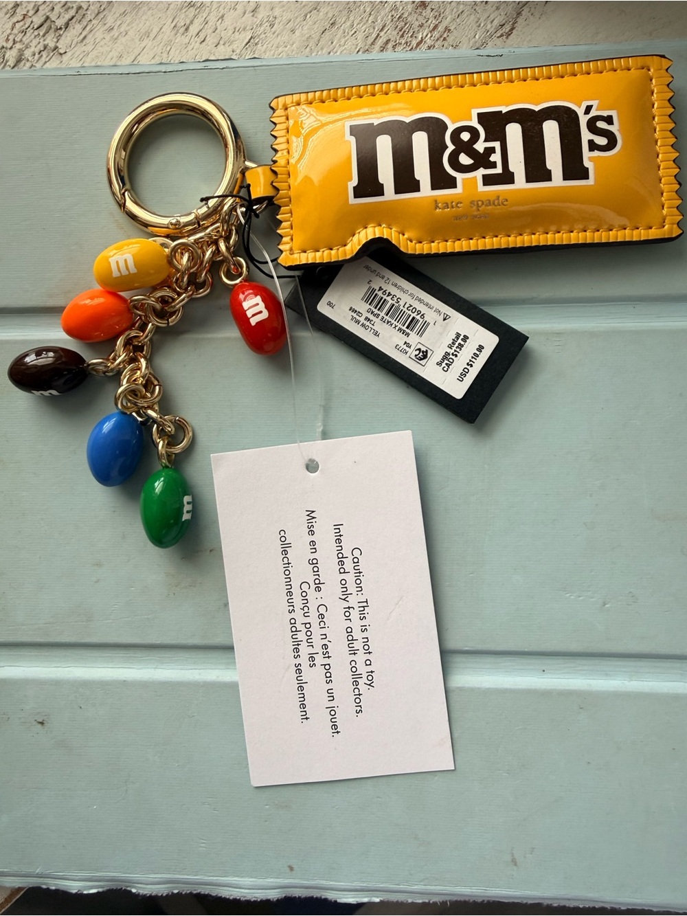 kate spade Yellow M&M's Charm Keychain with Colorful Candy Charms